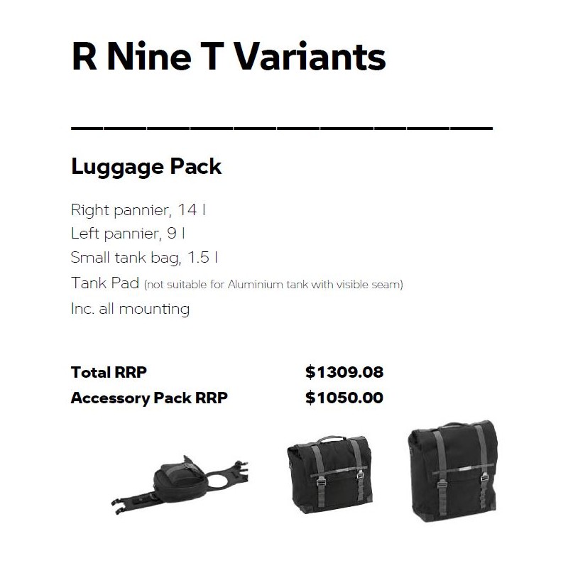 BMW R Nine T Variants Luggage Pack