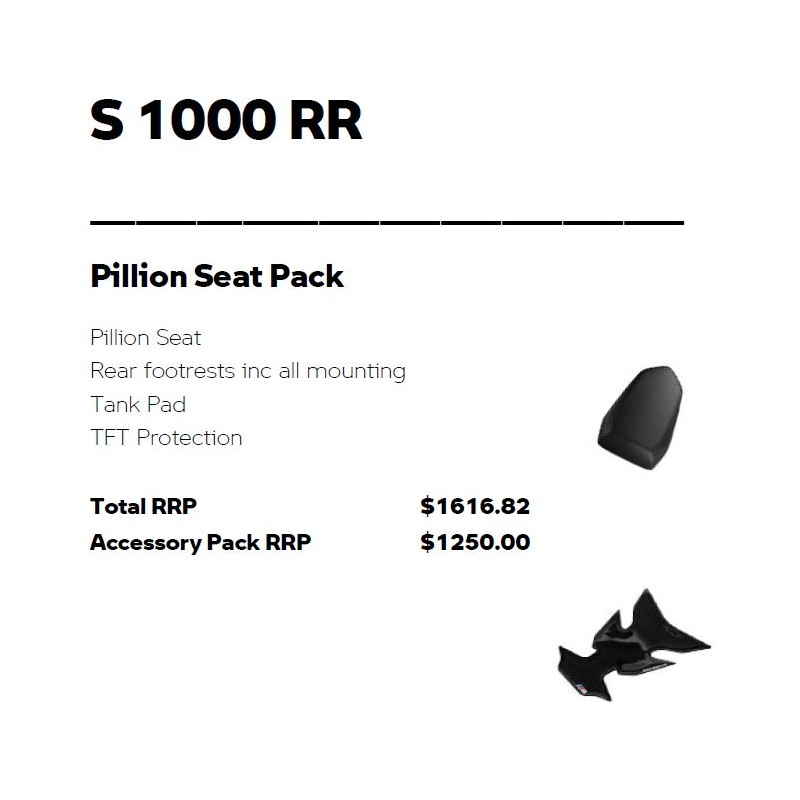 BMW S1000RR Pillion Seat Pack