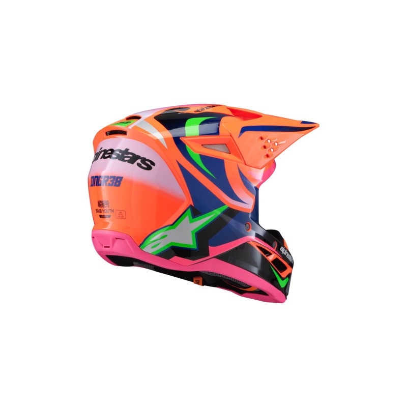 Alpinestars 2025 SM-3 Youth Deegan Helmet ECE06 - Fluro Orange/Purple/Fluro Pink
