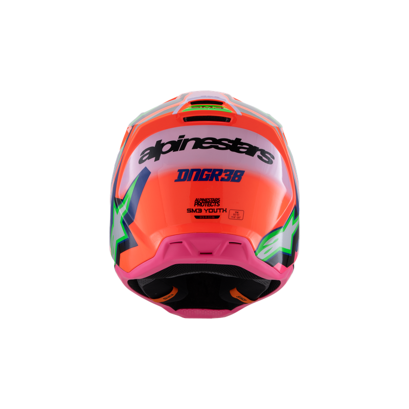 Alpinestars 2025 SM-3 Youth Deegan Helmet ECE06 - Fluro Orange/Purple/Fluro Pink