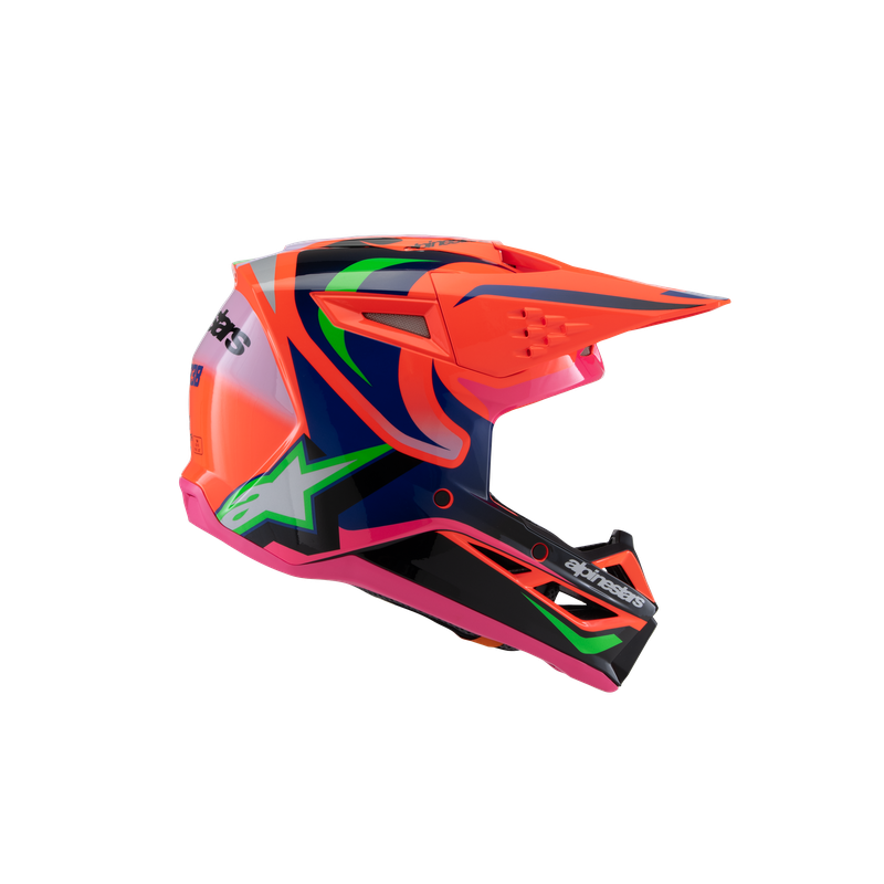Alpinestars 2025 SM-3 Youth Deegan Helmet ECE06 - Fluro Orange/Purple/Fluro Pink