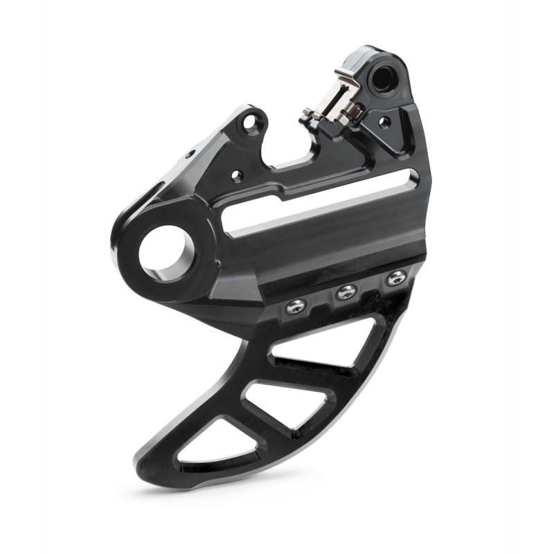 Brake caliper support with brake disc guard  
